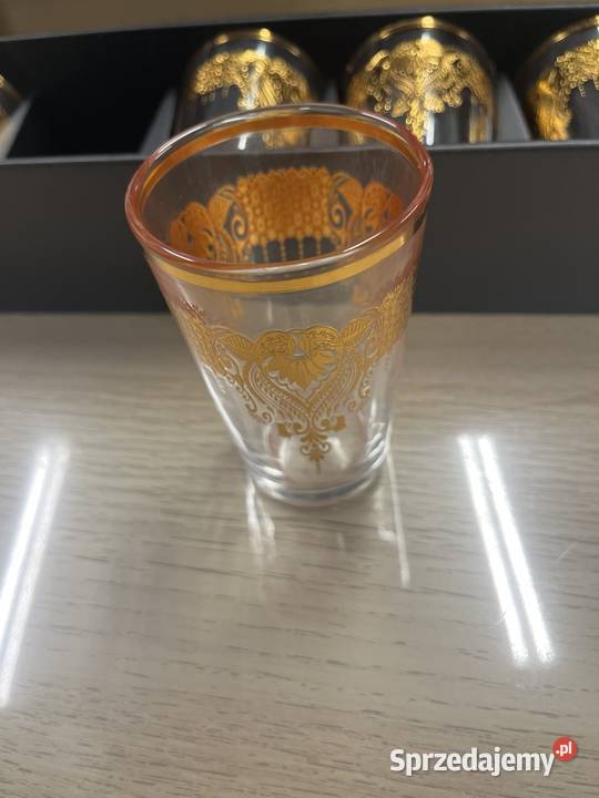 Komplet 6 orientalnych szklanek do herbaty złote Kraków sprzedam