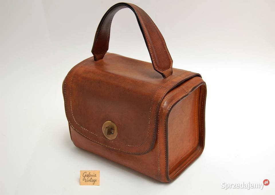 Kuferek skórzany torba vintage do ręki skóra brązowy/beżowy lubelskie Lublin