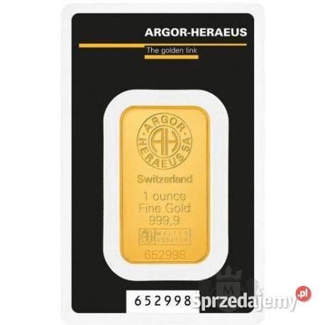Złoto sztabka 1 uncja  Szwajcaria Argor-Heraeus