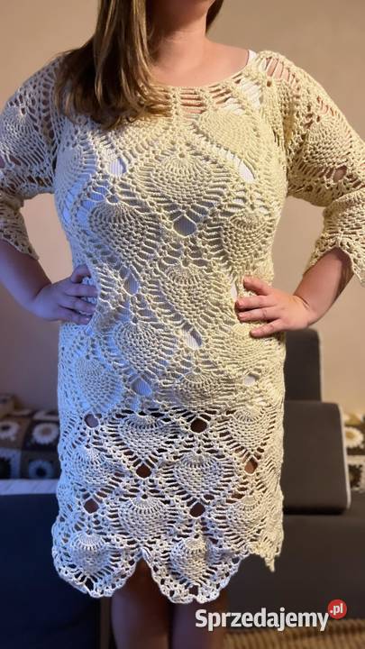 Szydełkowa sukienka brązowy/beżowy Mrocza