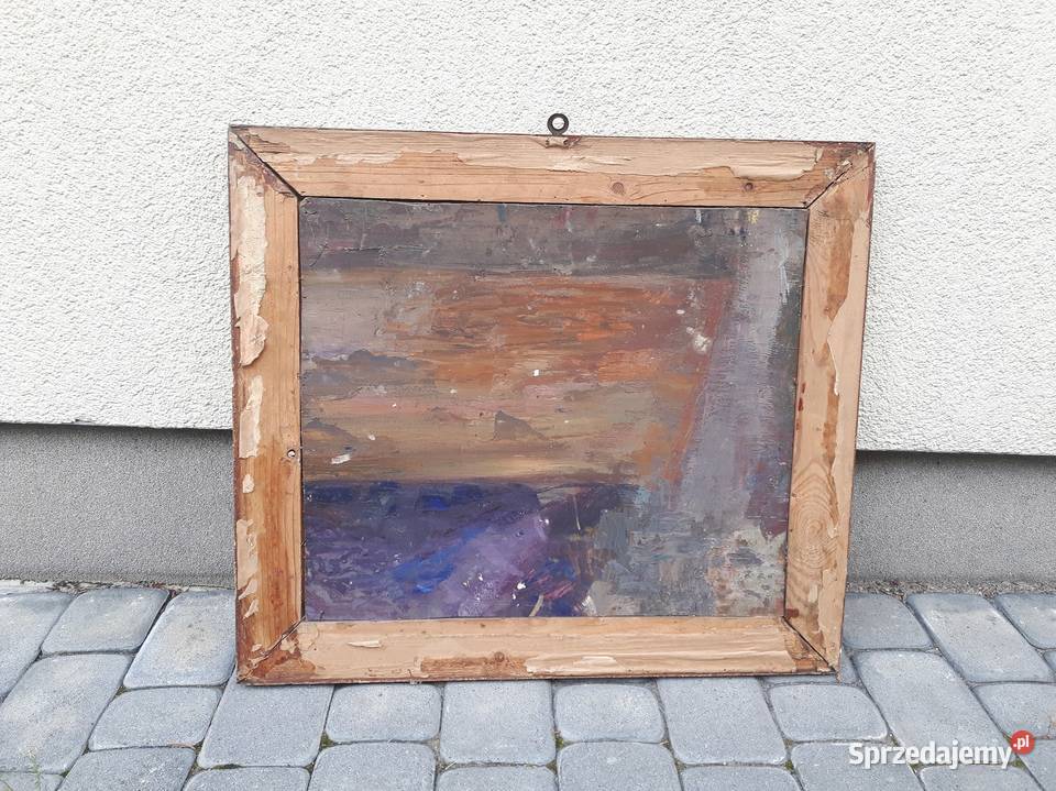 Obraz olejny oryg 100 sklejka 53x45 sygnowany śląskie Pszczyna