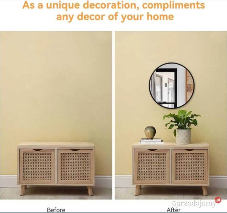 Piękne Kryształowe Lustro HD okrągłe lusterko Poraj