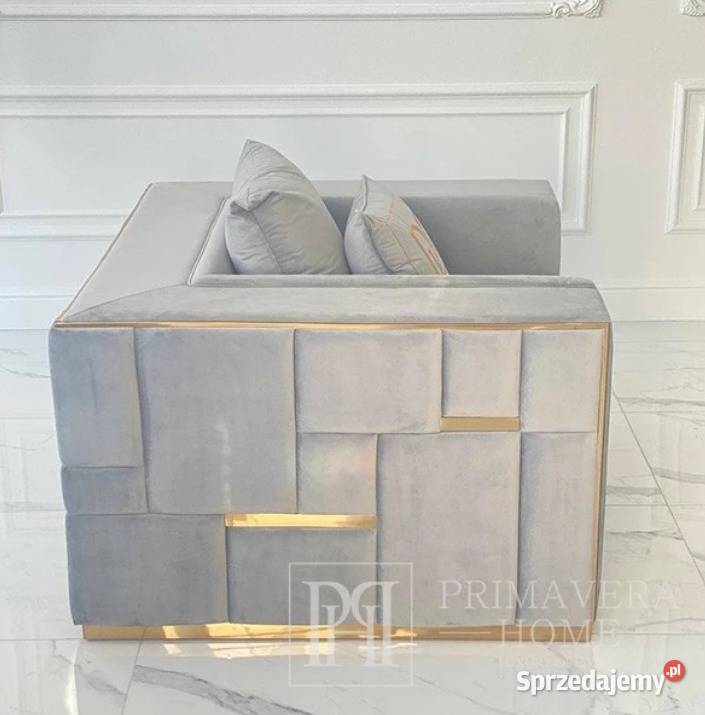 Fotel tapicerowany glamour złoty szary velvet mazowieckie Warszawa sprzedam