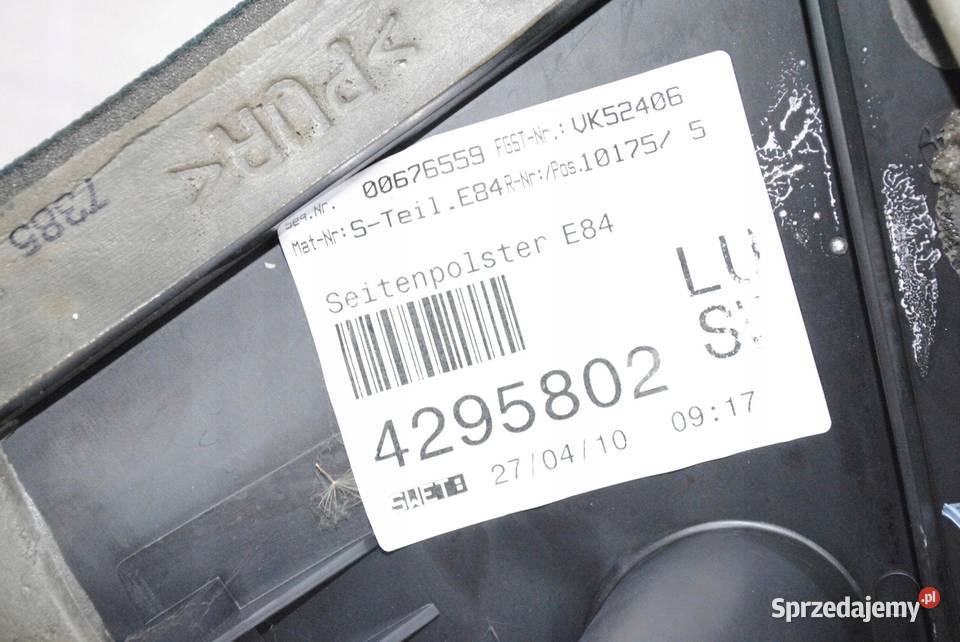 BOCZEK KANAPY TYŁ LEWY SCHWARZ BMW E84 X1