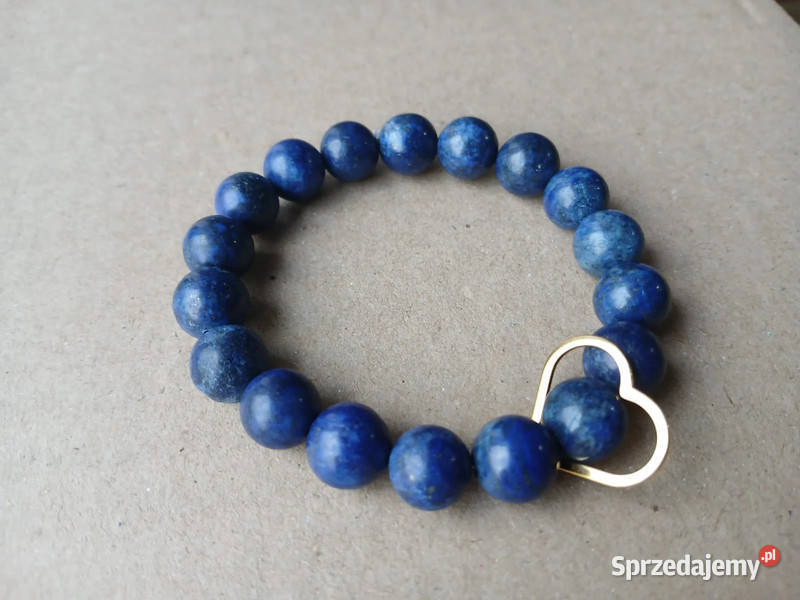Bransoletka damska z Lapis Lazuli 10mm z sercem Bransoletki Kielce