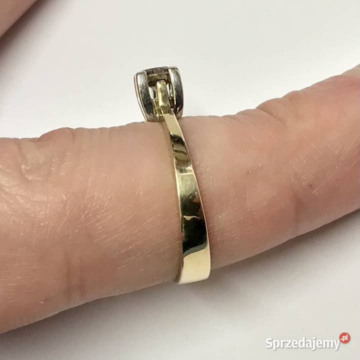 Złoty PIERŚCIONEK zaręczynowy DIAMENT brązowy Warszawa