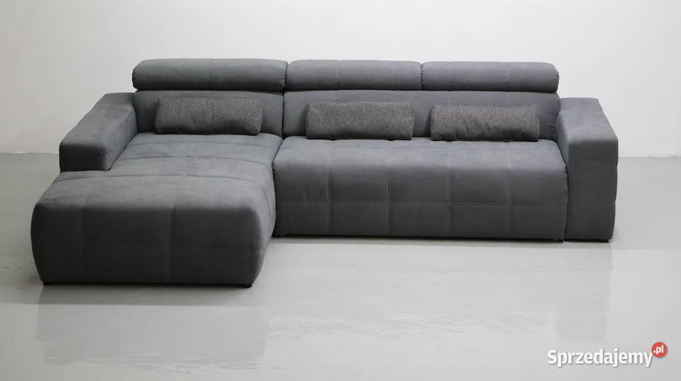 TPF Narożnik regulowane zagłówki zamsz popiel