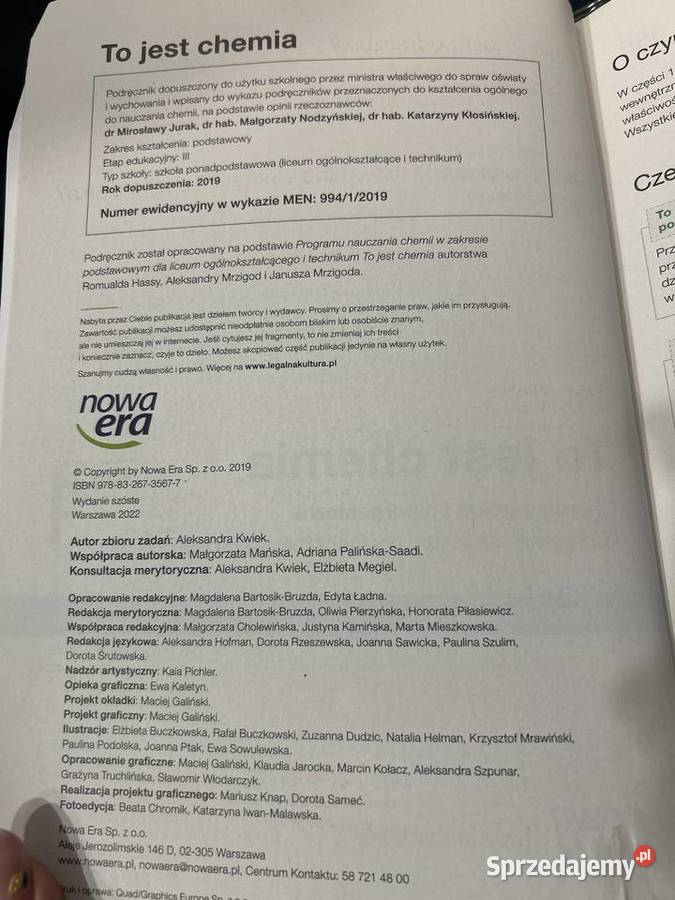 Podręcznik do chemii Piekary Śląskie sprzedam