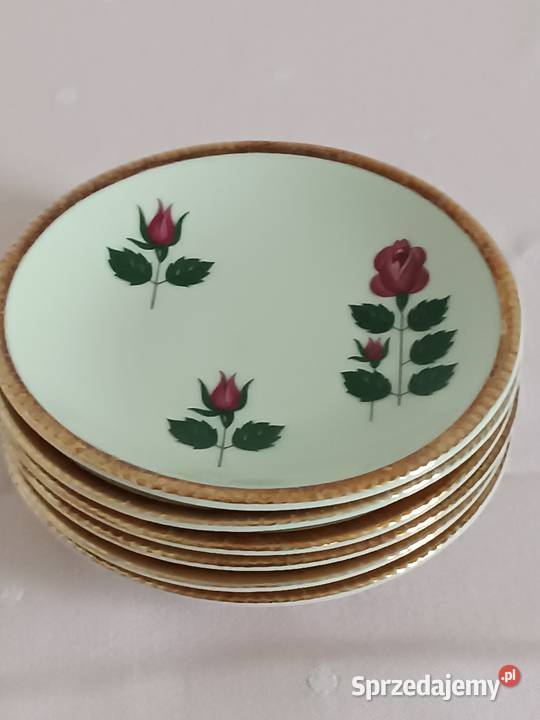 Małe talerzyki z różą porcelana Winterling Gorlice