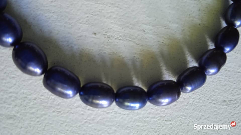 BRANSOLETKA Z PEREŁ HODOWLANYCH PERŁOWE INDYGO wielkopolskie Piła