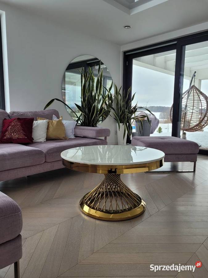 ŁAWA OKRĄGŁA GLAMOUR ZŁOTA AKANT Stoliki kawowe i ławy Gierałtowiczki