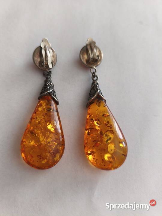 Klipsy Bursztyn Vintage Białystok
