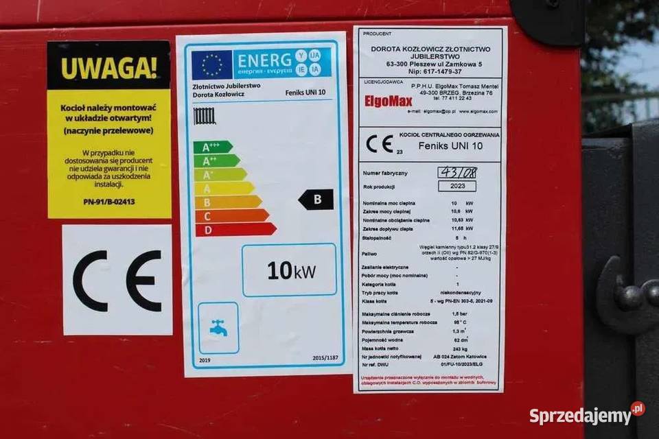 KOCIOŁ Węgiel 10 kW Klasa 5 Piece KOTŁY Drewno kujawsko-pomorskie Toruń