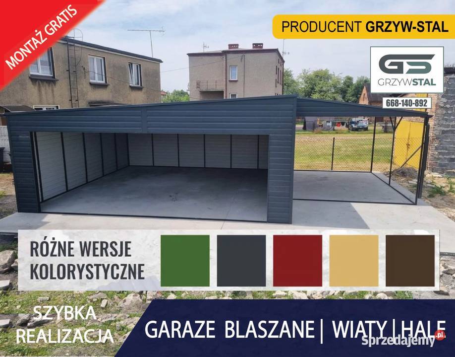 Garaż Blaszany GRAFITOWY Wiata Hala Blaszak 295zł/m2 Sandomierz sprzedam