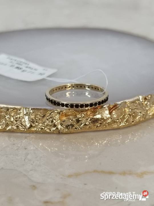Złoty Nowy pierścionek z Onyksami 10pr585 Wałcz