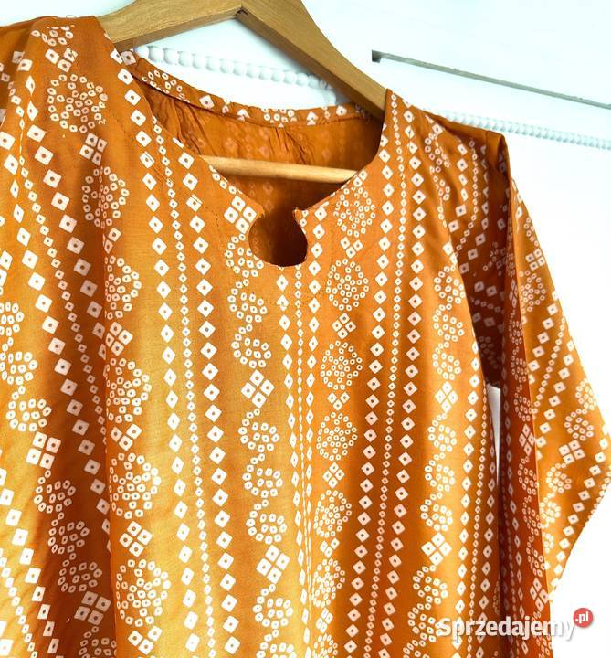 Komplet orientalny indyjski spodnie tunika biały