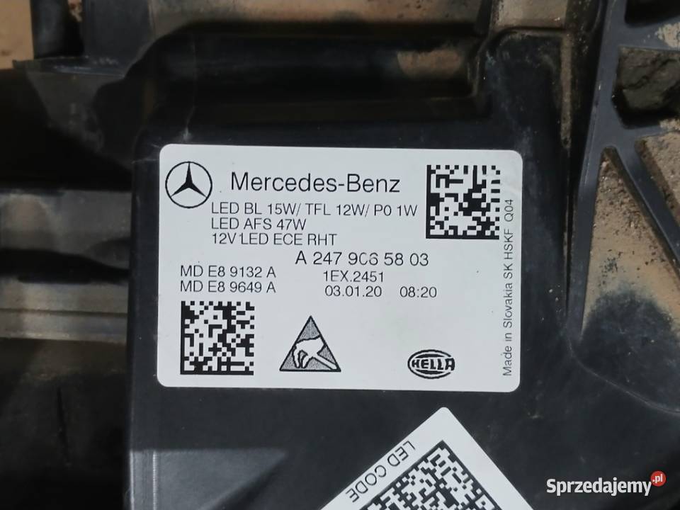 MERCEDES B W247 LAMPA PRZÓD PRAWA FULL LED osobowe Drezdenko
