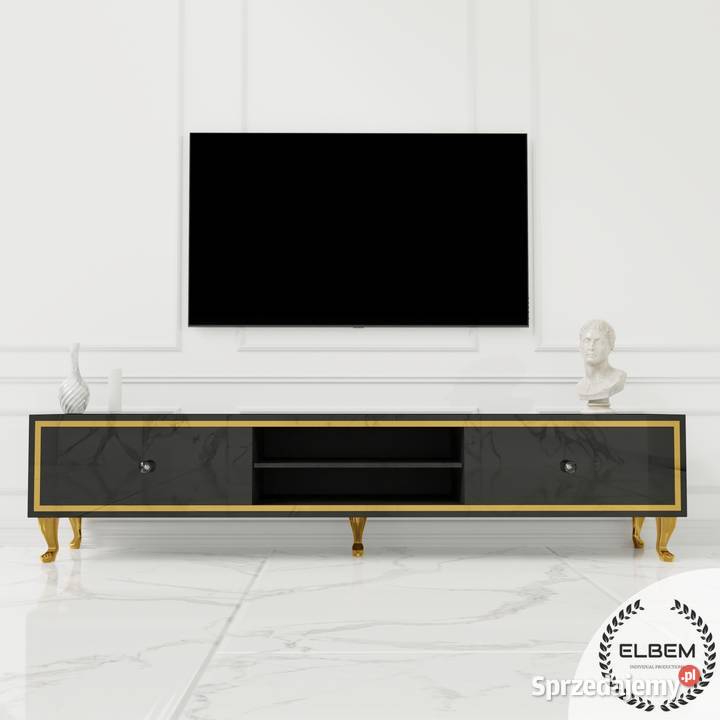 Szklana czarna szafka RTV Glamour RTV Warszawa