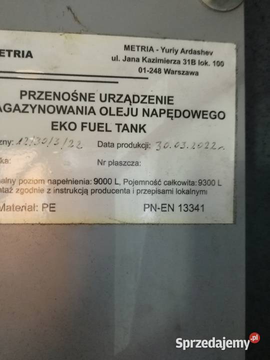 Zbiorniki dwuplaszczowe dystrybutor 5000 I 9000 Gniezno