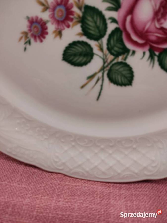 Talerz porcelanowy z kwiatowym wzorem Schumann Głuchołazy