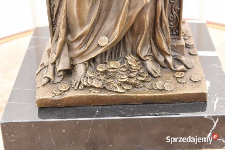 Fortuna Na Tronie Bogini Bogactwa Figura z Brązu