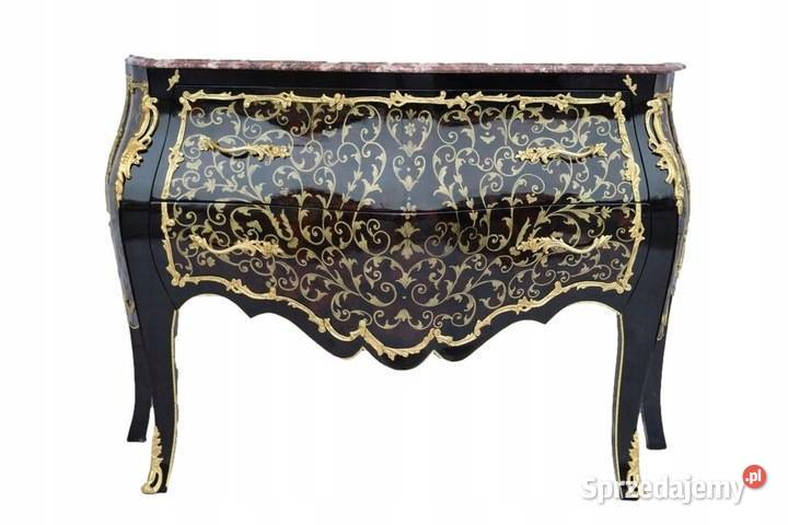 Komoda Boulle Brzuchata Blat Marmur Szafa Drewno