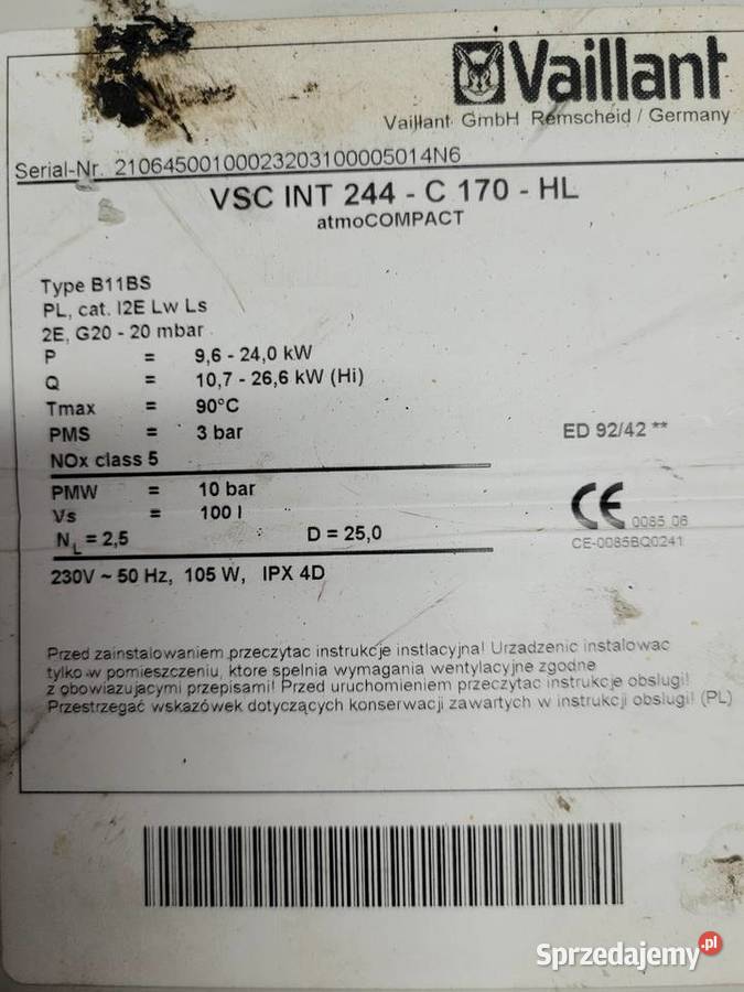 Kocioł gazowy Vaillant VSC INT 244 C 170 HL Piaseczno