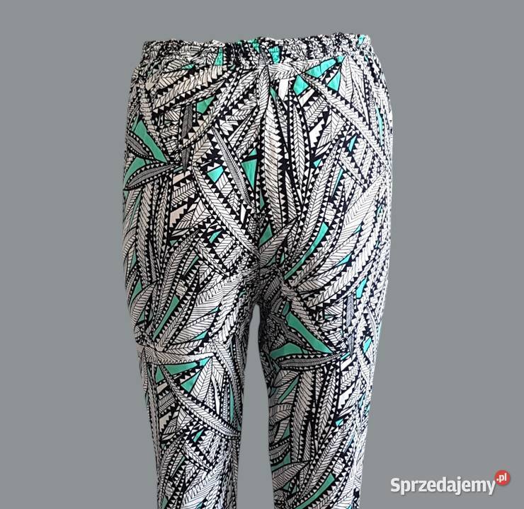 Damskie spodnie materiałowe białe wzorzyste Chrzanów