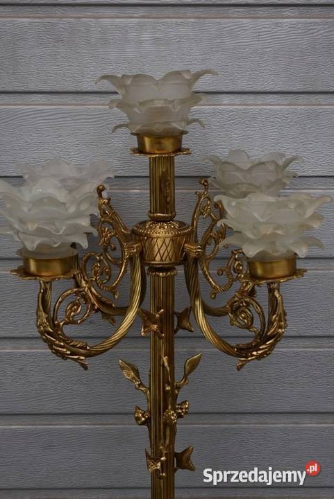 Stojąca Lampa z Brązu z 5 Kloszami Vintage Kraków