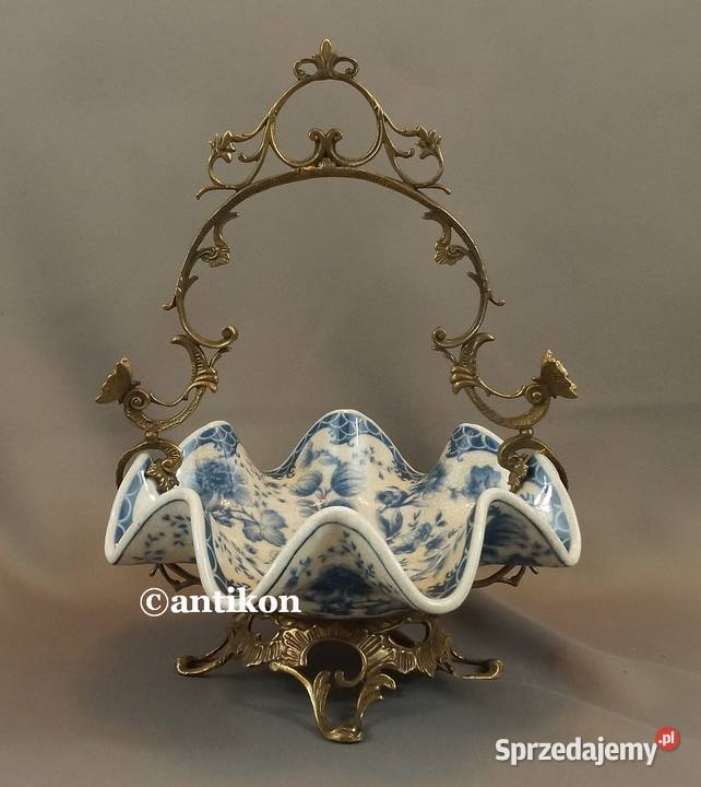 Porcelana cebulowy wzór koszyk z brązem