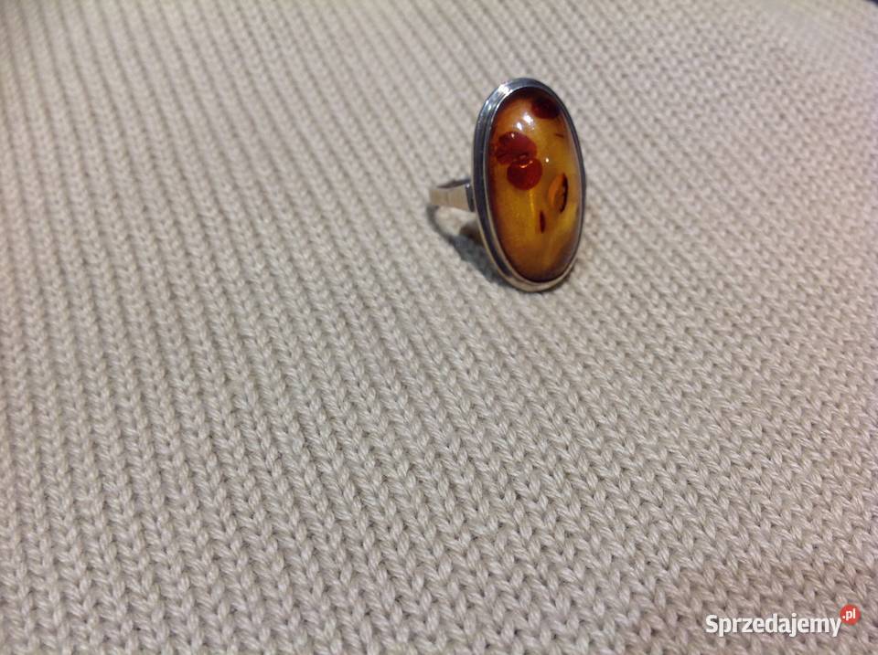 Piękny Pierścionek Srebrny z Bursztynem Srebro Dla kobiet lubuskie