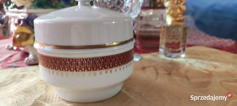 Cukiernica biel bordo złoto porcelana Weimar Porcelana i szkło Wrocław sprzedam