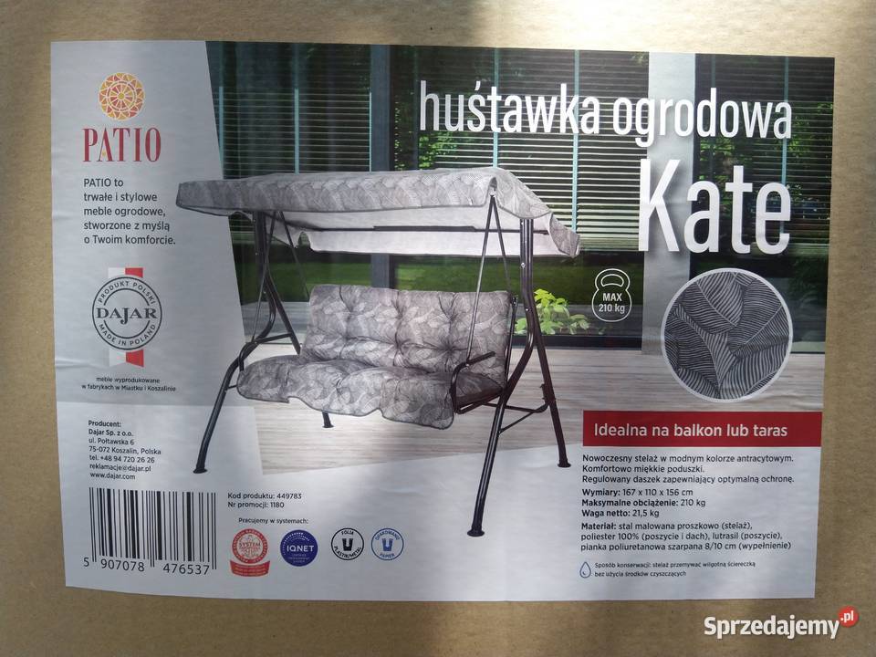 NAJTANIEJ Huśtawka Ogrodowa 3 osobowa KATE Do sprzedam