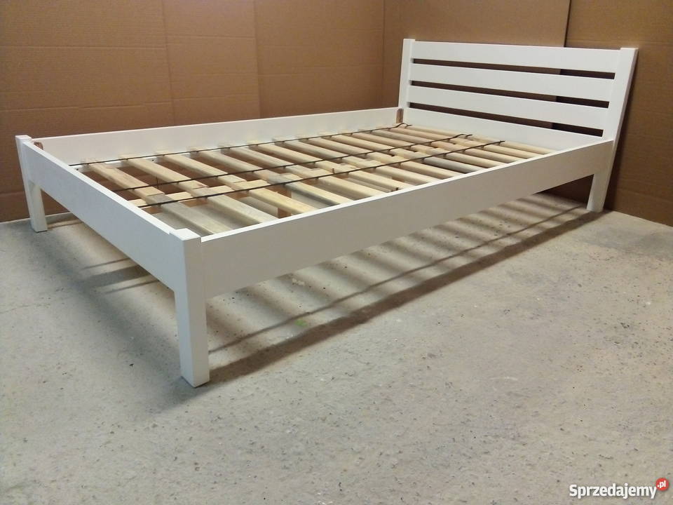 Łóżko sypialniane drewniane białe białe 140x200
