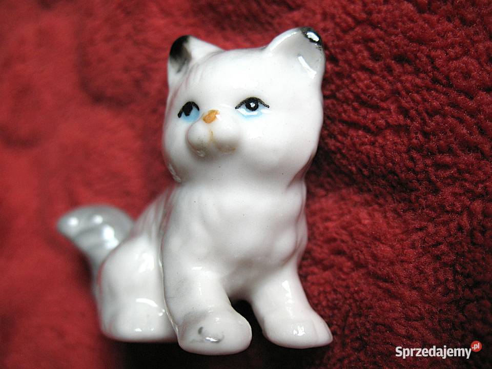 Kot szary uroczy kotek porcelana 4 x 5 x 2