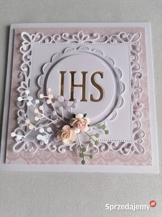 Kartka własnoręcznie wykonana komunia Strzebiń