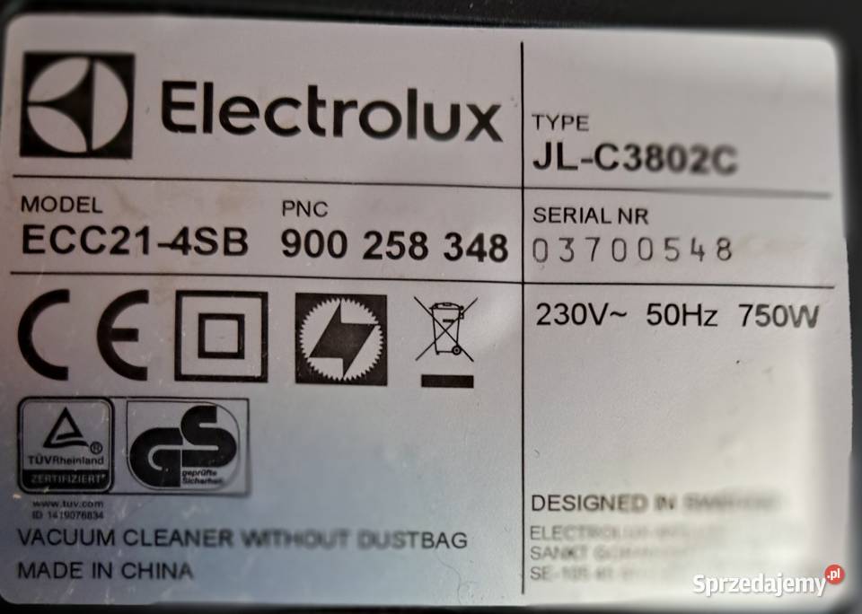 Bezworkowy odkurzacz Electrolux sprzedam