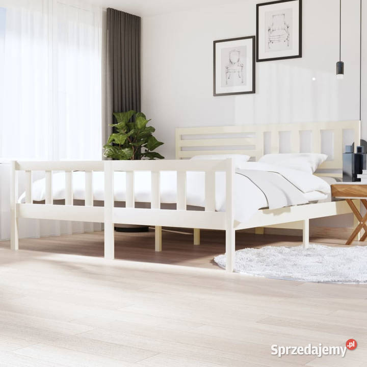 Rama łóżka biała lite drewno sosnowe 200 x 200 Warszawa