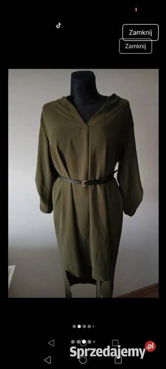 Sukienka khaki długa oversize asemetryczna Krosno