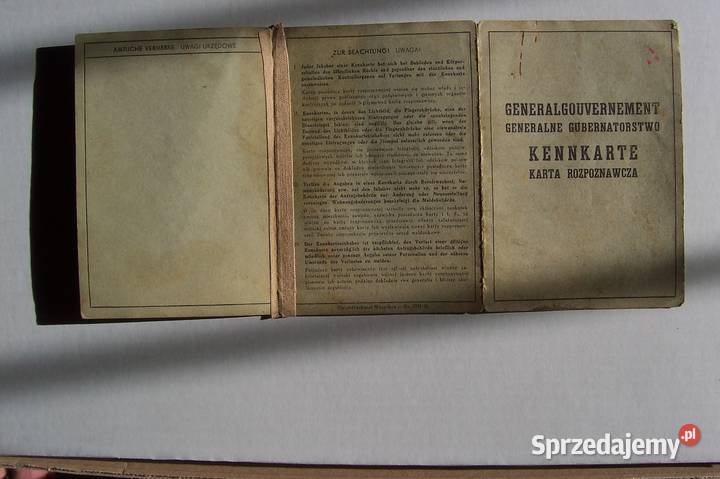 Kennkarta Karta Rozpoznawcza 1942r Oryginał Kraków sprzedam