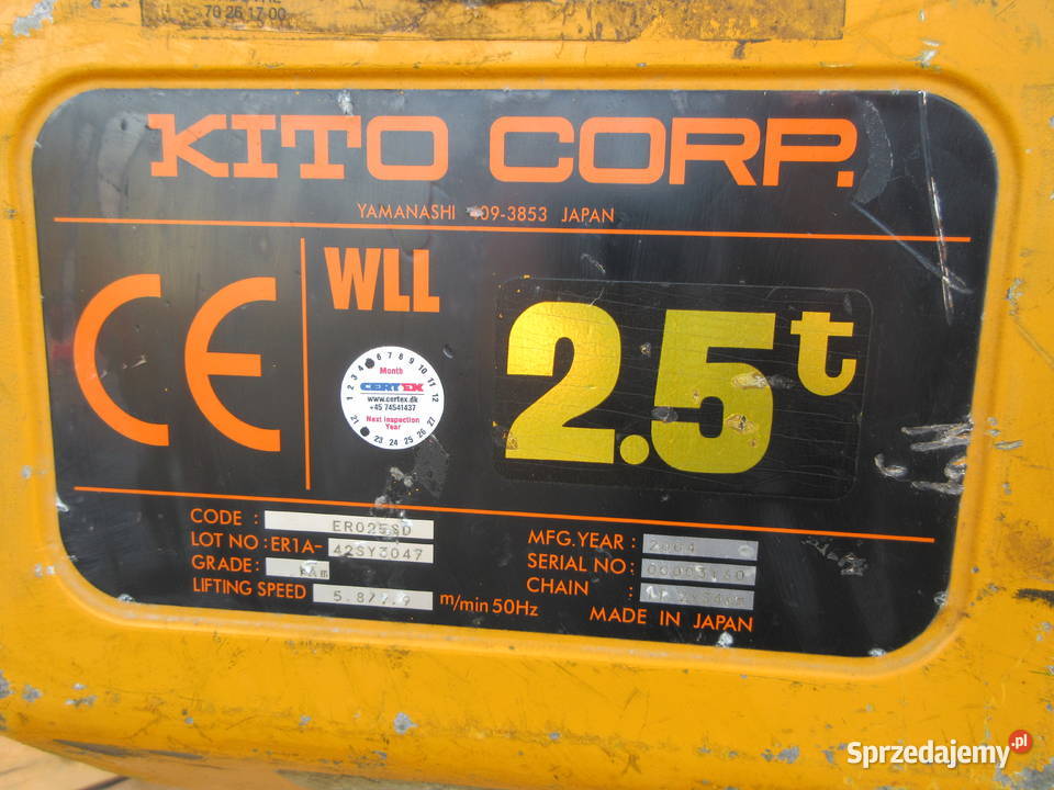 WCIĄGARKA WCIĄGNIK KITO 25T JAPAN PILOT Wąchock