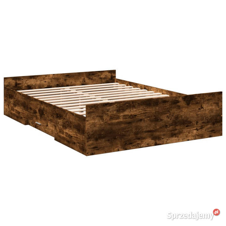 Rama łóżka z szufladami przydymiony dąb 135x190