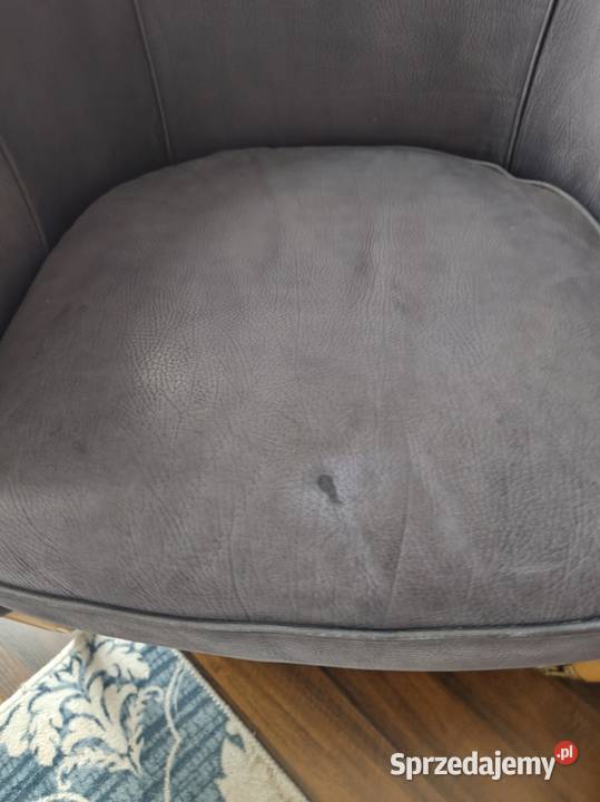 Fotel niebieski skórzany na kółkach Legnica sprzedam