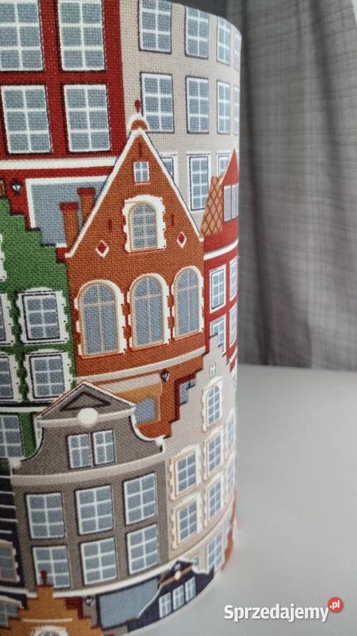 Komplet 2 abażury z tkaniny kolorowe kamieniczki Aleksandrów Łódzki
