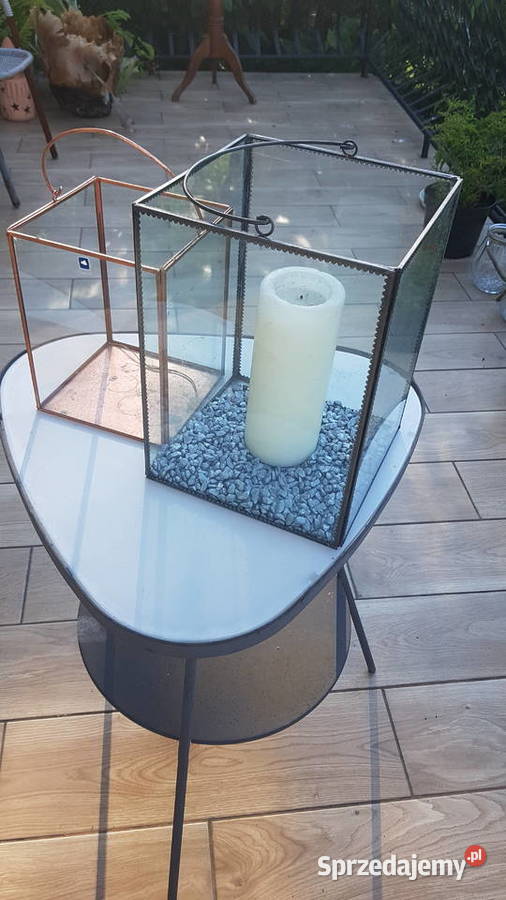 Dwa kwadratowe szklane lampiony Myszków