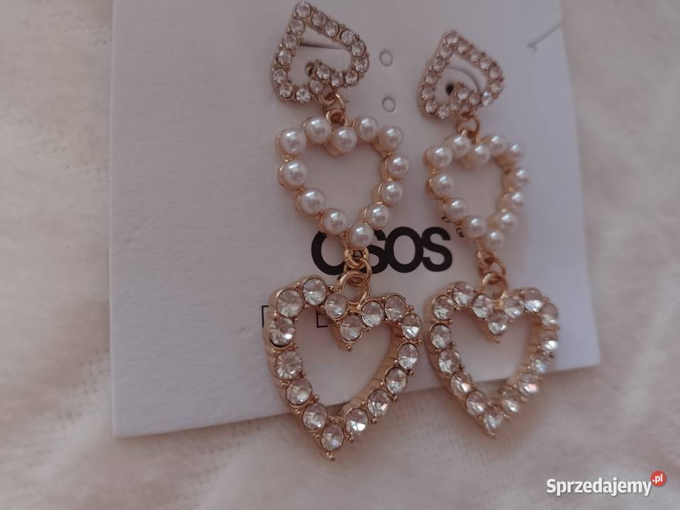 ASOS Długie bogato zdobione kolczyki serca perły Dodatki