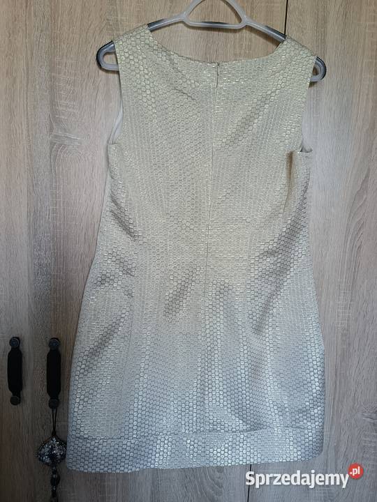 Biało złota elegancka sukienka ra ramiączkach Radzyń Podlaski