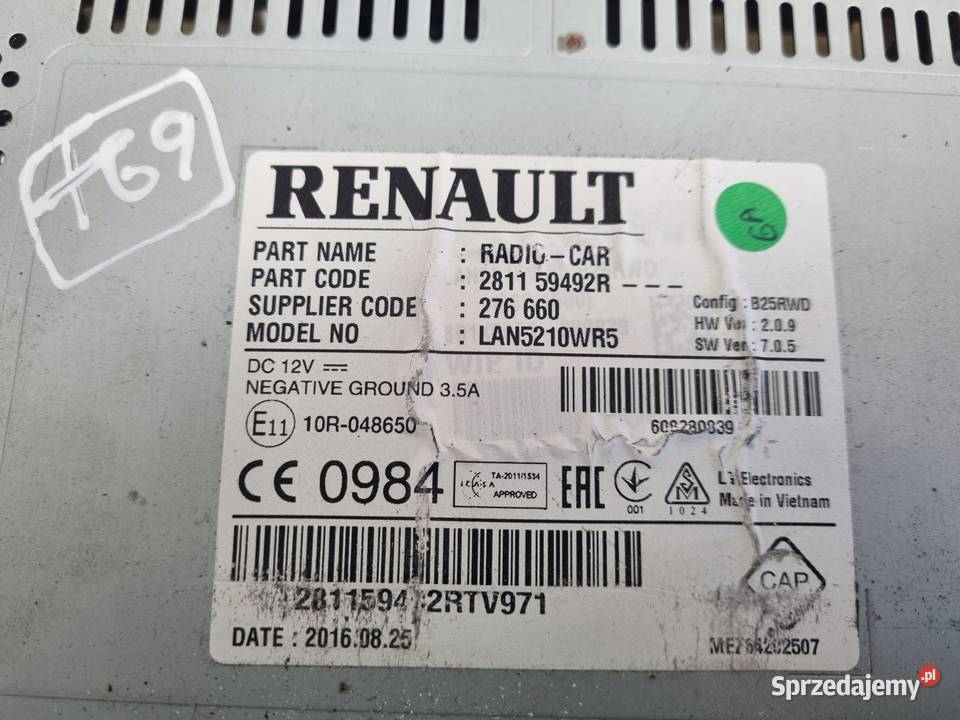 Renault Clio IV WYŚWIETLACZ NAWIGACJI Ekran osobowe Sprzęt audio fabryczny Rudka