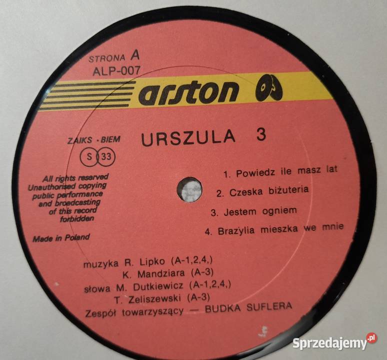 Płyta winylowa Urszula 3 Warszawa