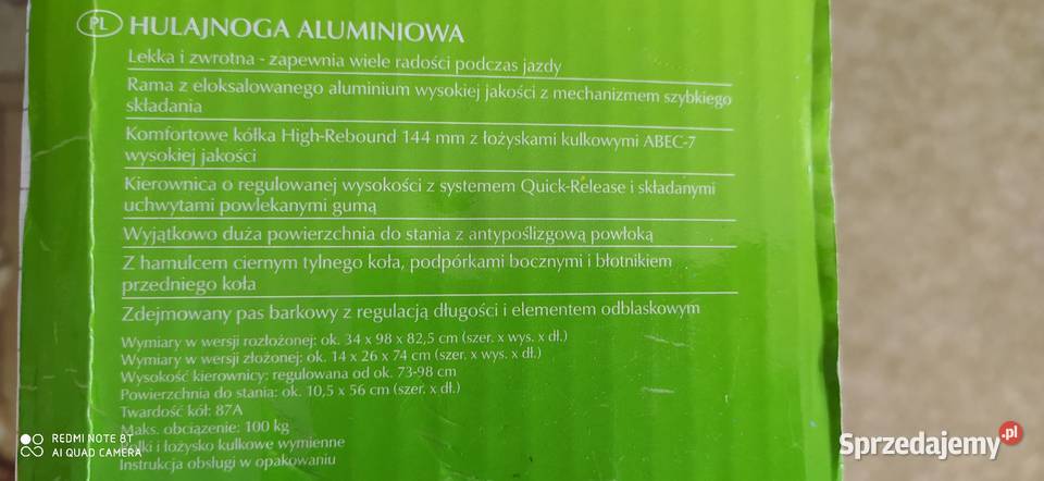 hulajnoga aluminiowa dziewczęca składana Poznań